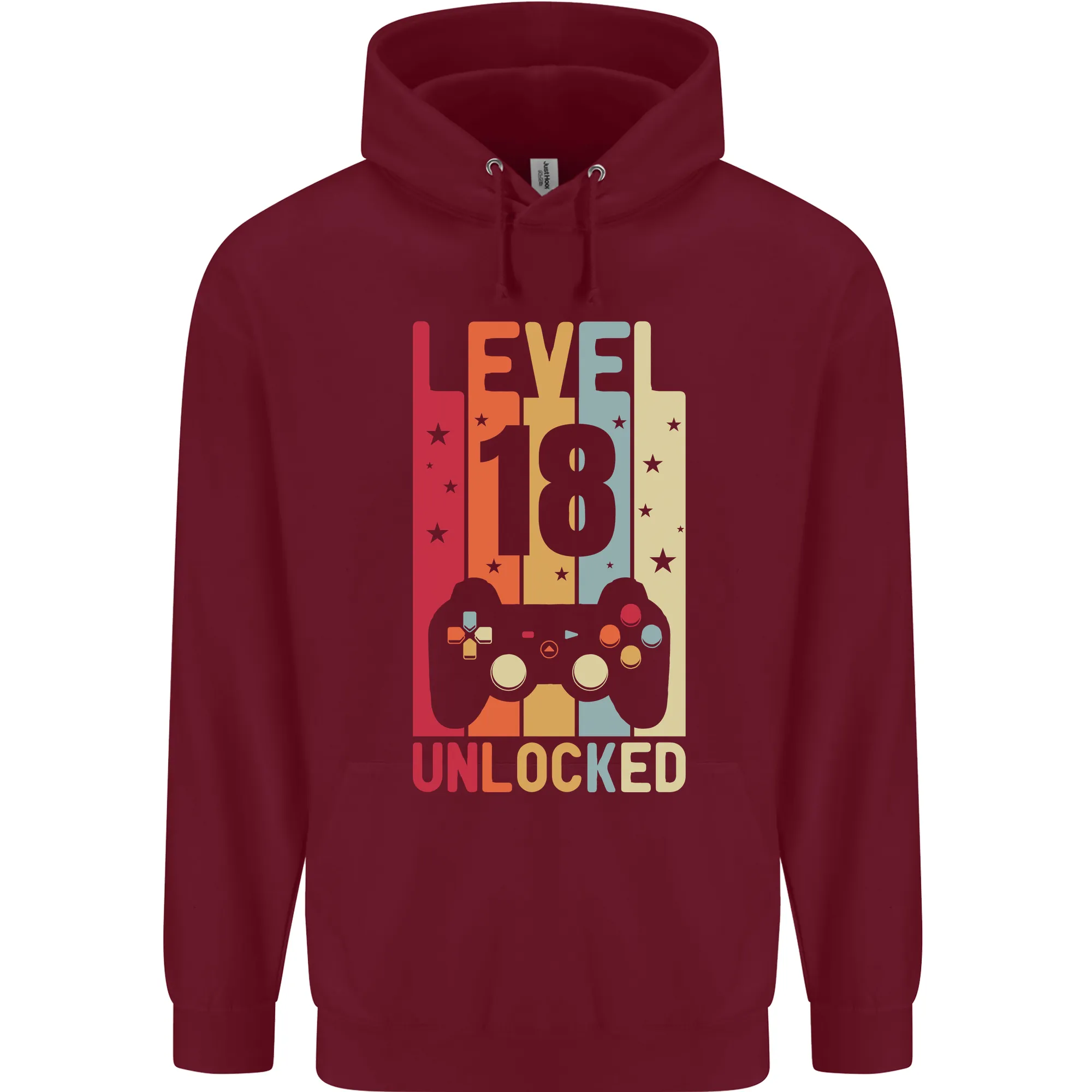 18th Birthday 18 Year Old Level Up Gaming Mens 80% Cotton Hoodie