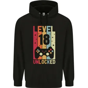 18th Birthday 18 Year Old Level Up Gaming Mens 80% Cotton Hoodie