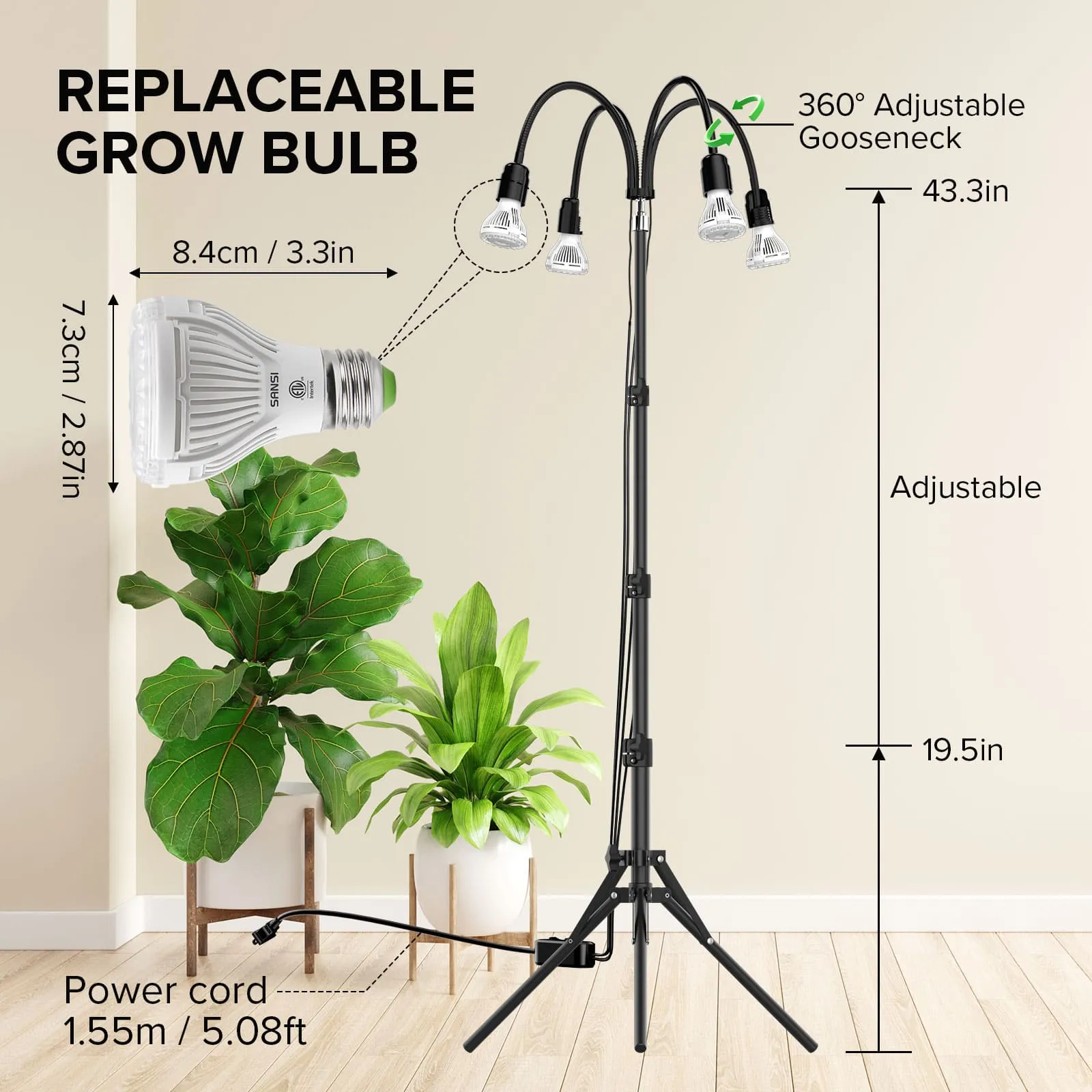 40W Grow Light with Adjustable Tripod Stand (US ONLY)