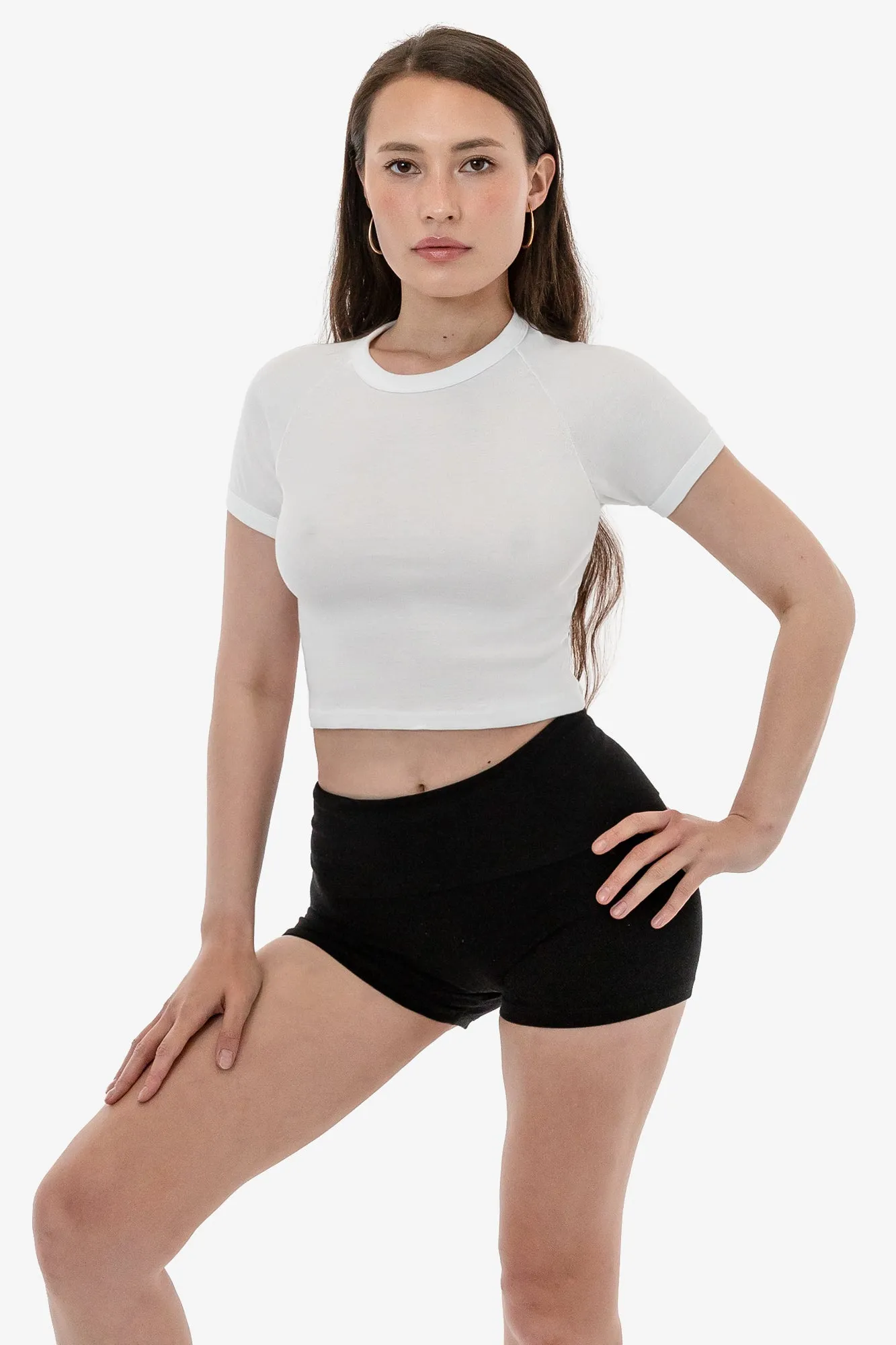 43077 - Baby Rib Short Sleeve Cropped Raglan