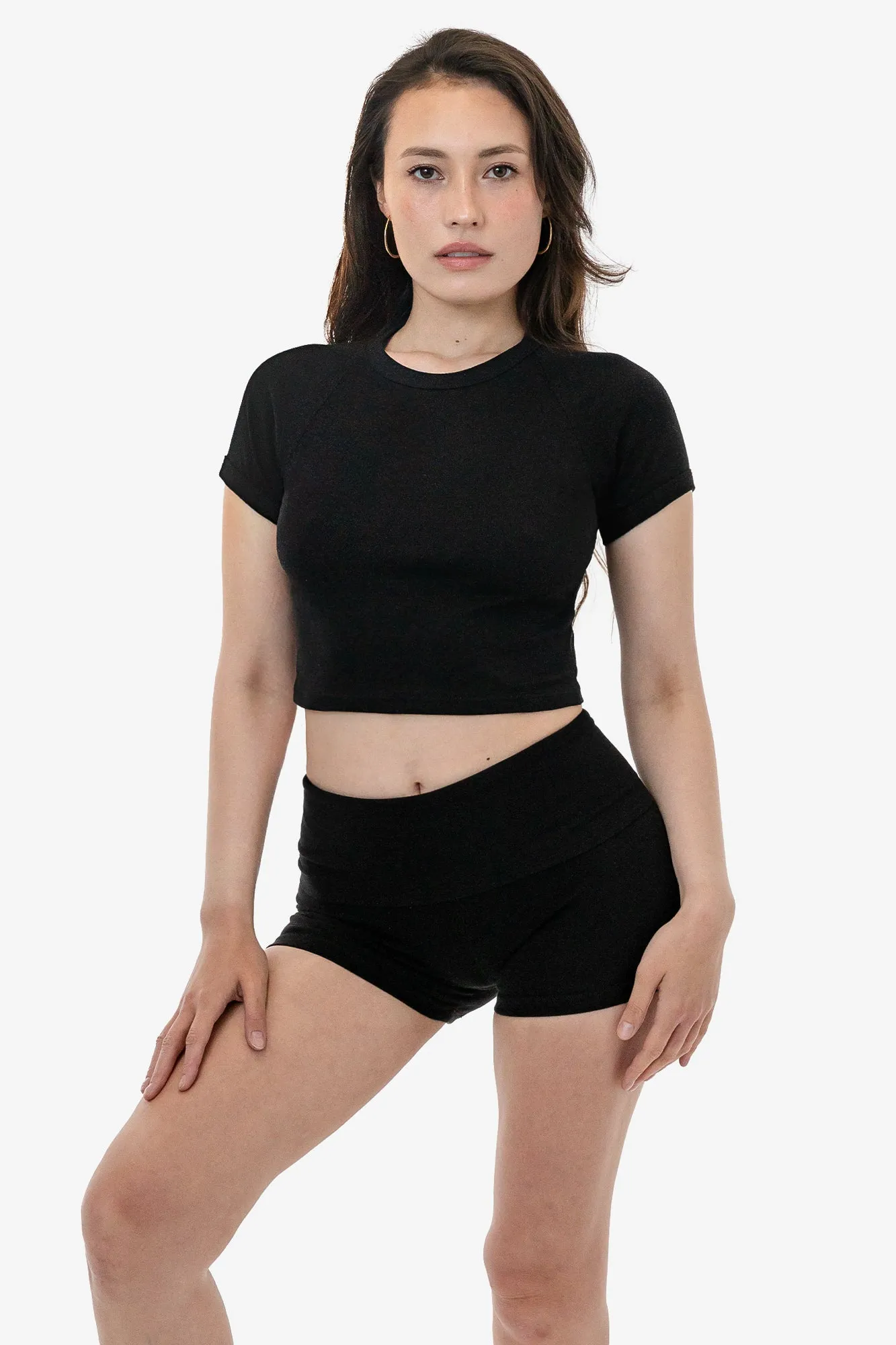 43077 - Baby Rib Short Sleeve Cropped Raglan