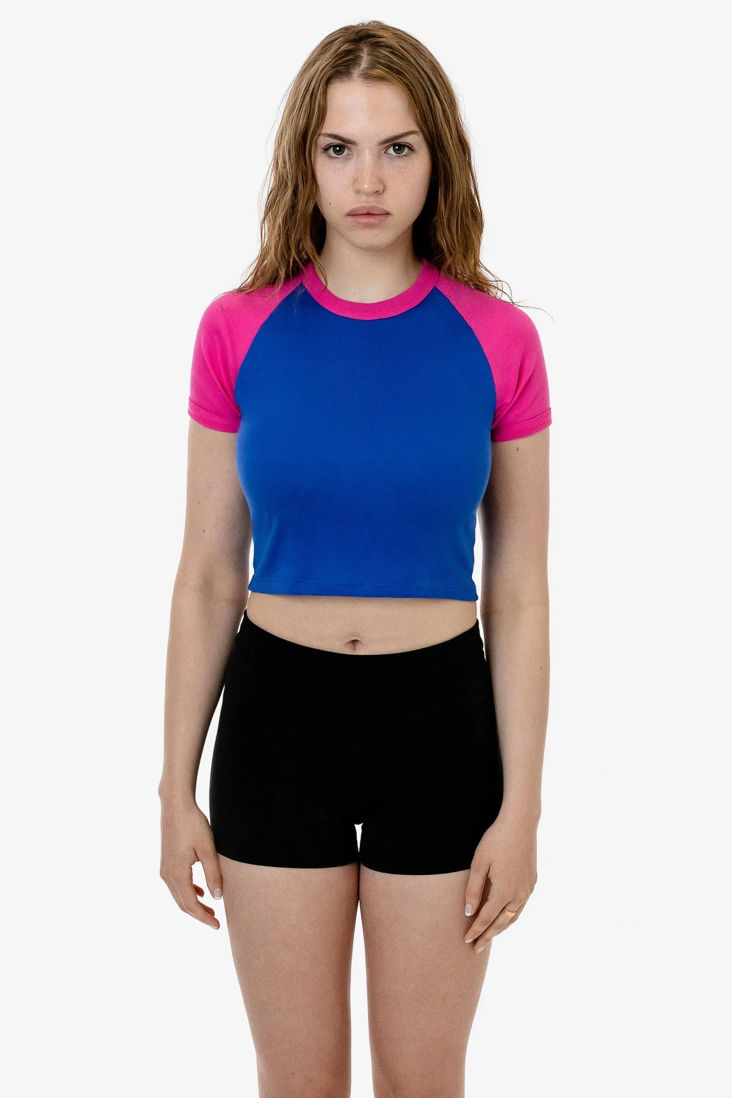 43077 - Baby Rib Short Sleeve Cropped Raglan