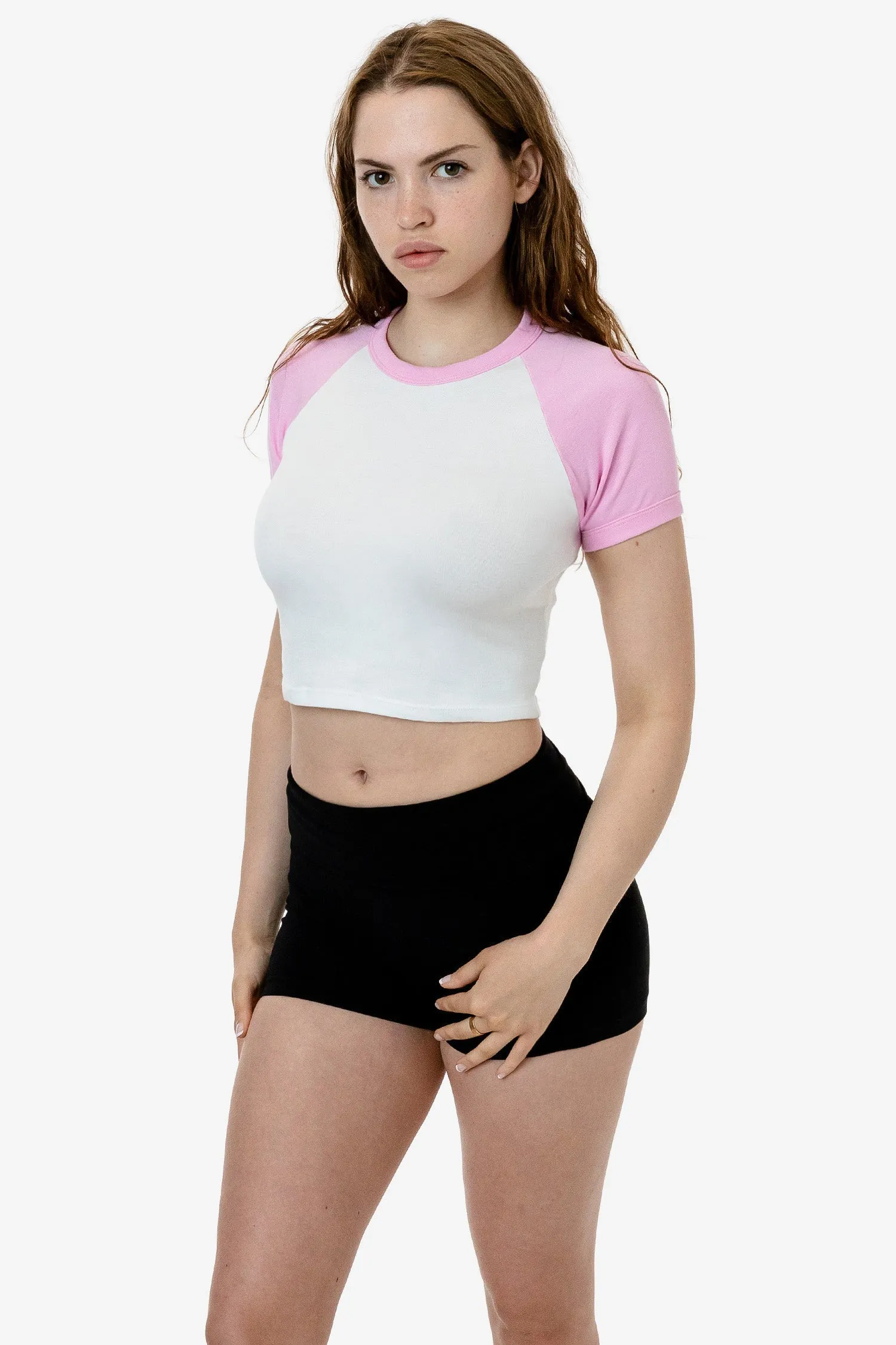 43077 - Baby Rib Short Sleeve Cropped Raglan