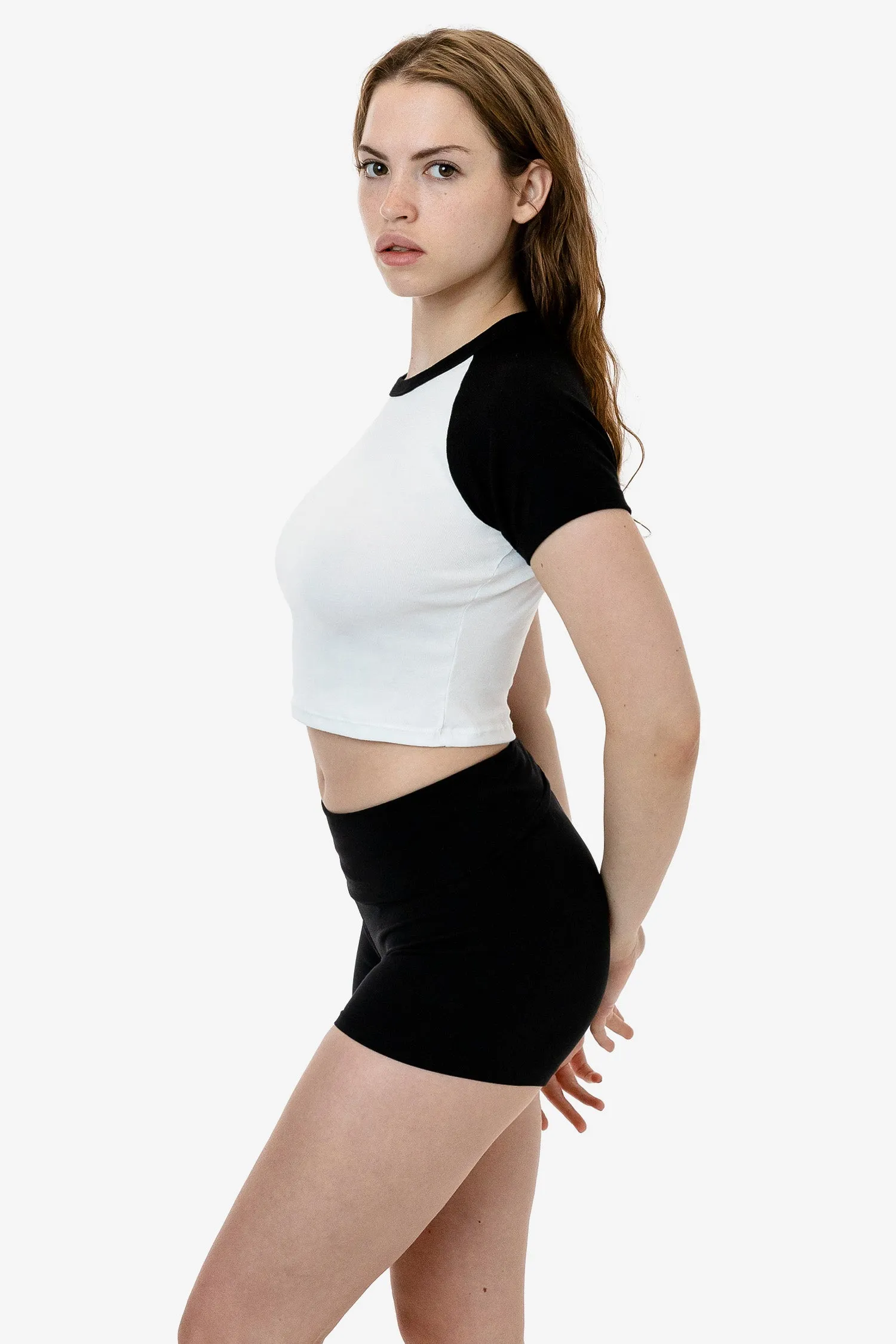 43077 - Baby Rib Short Sleeve Cropped Raglan