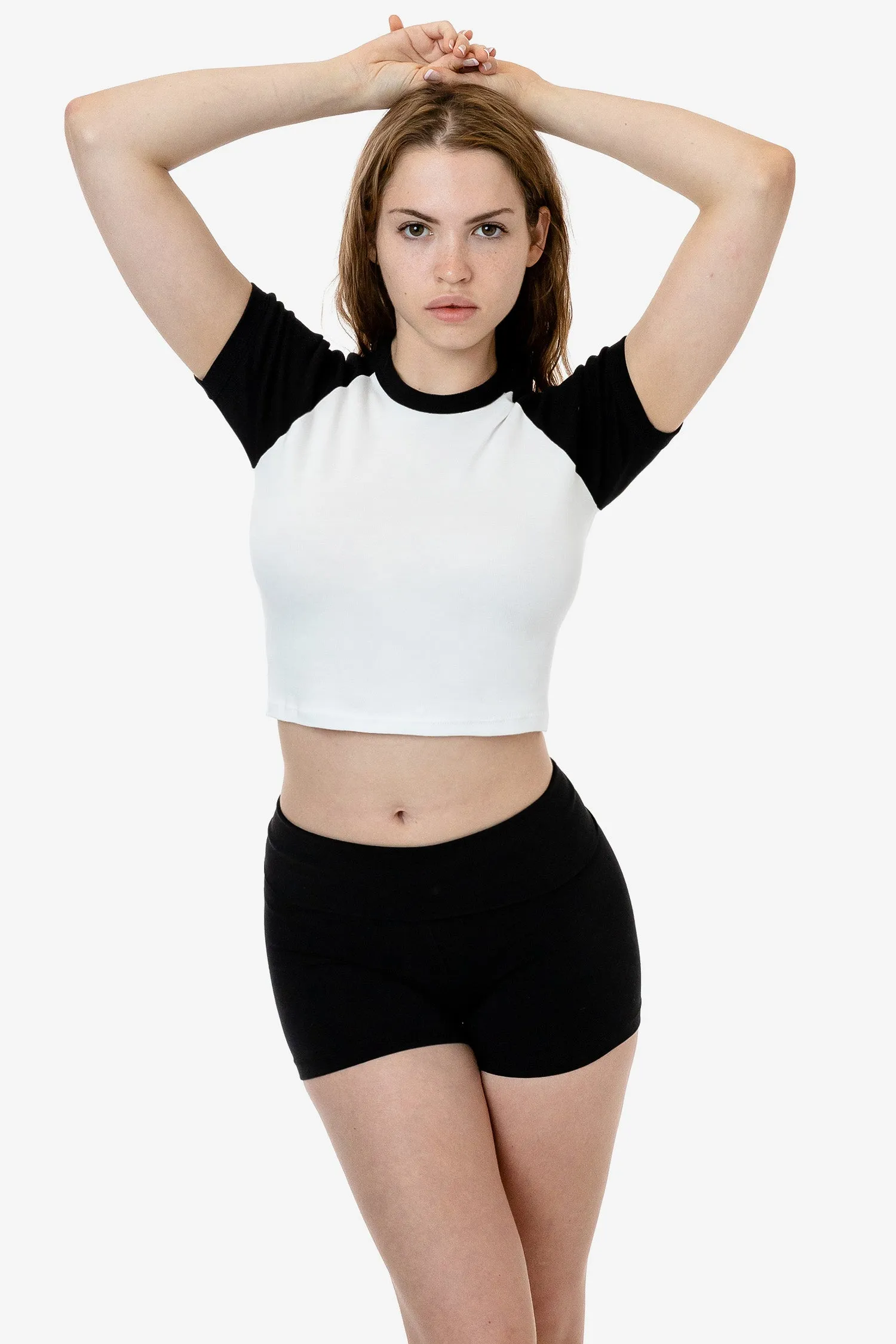 43077 - Baby Rib Short Sleeve Cropped Raglan