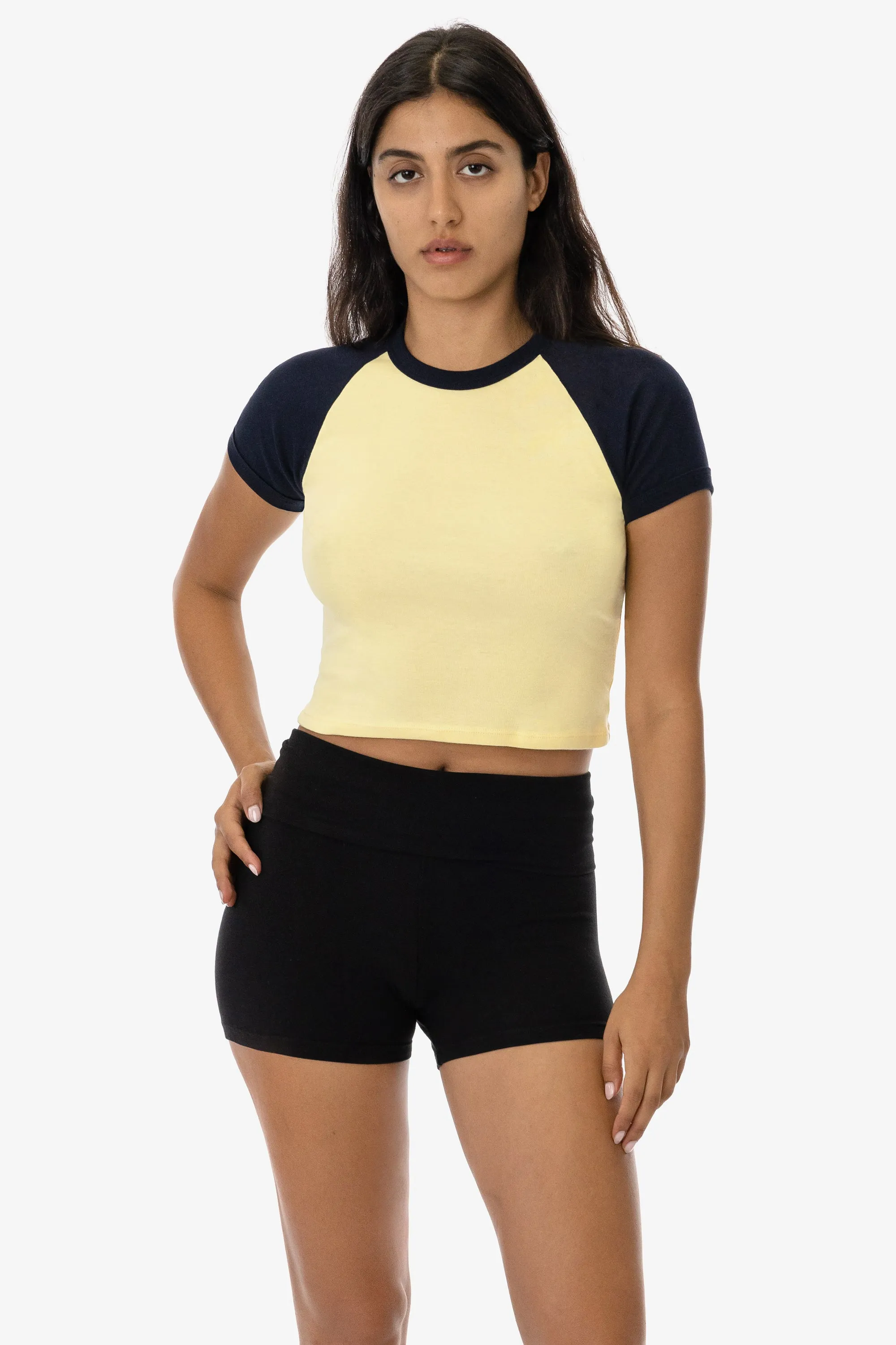 43077 - Baby Rib Short Sleeve Cropped Raglan