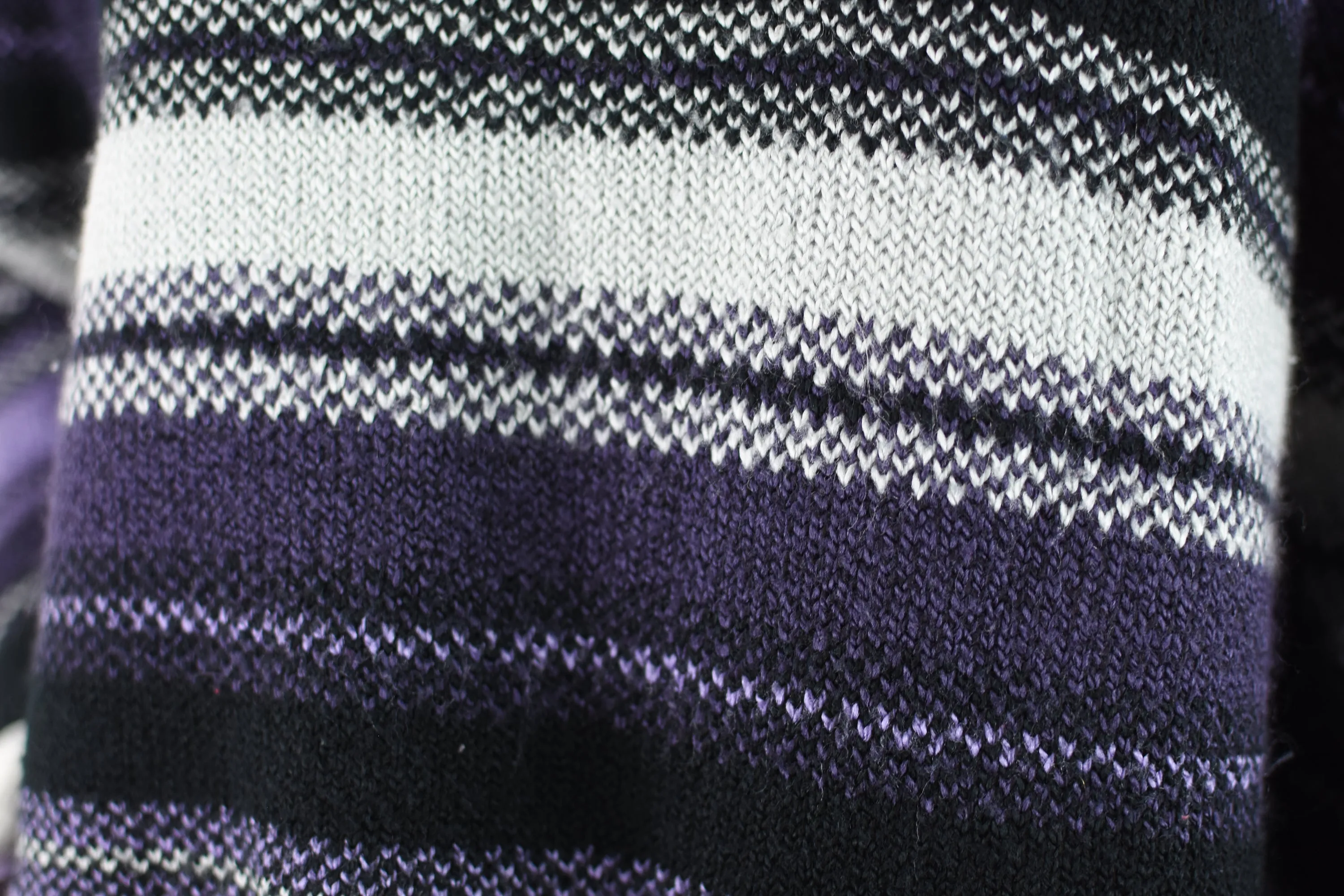 90s Oversized Black & Purple Striped Knit Sweater Women's Large