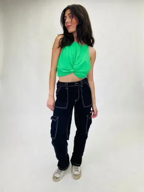 Albany Twist Front Crop Top Green