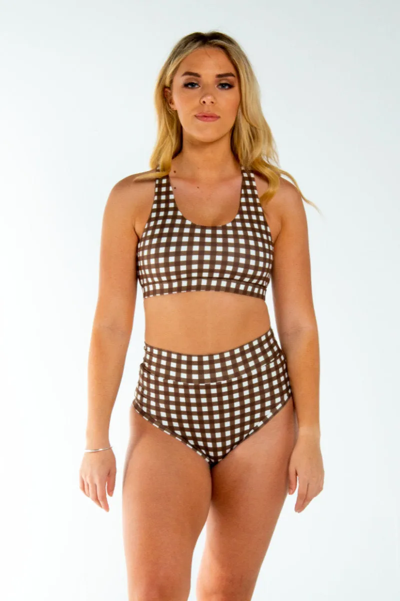 AMBR Designs High Waist Shorts - Gingham