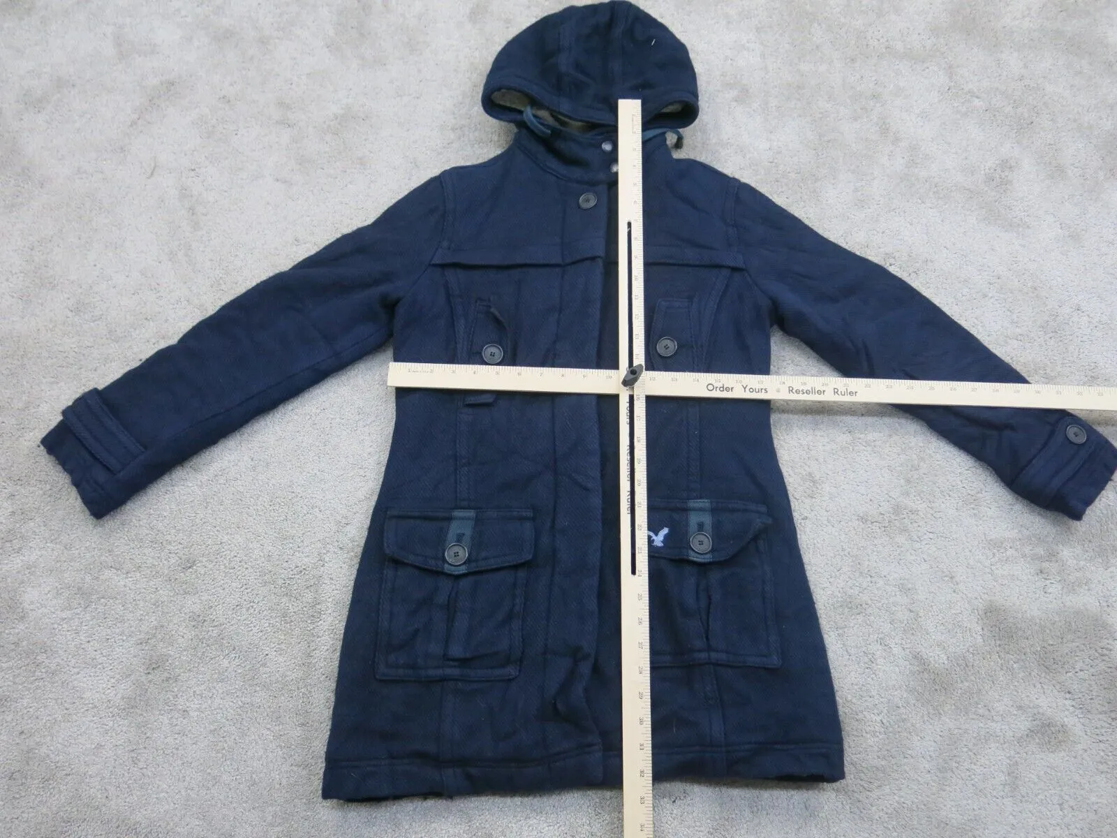 American Eagle Jacket Womens M Blue Long Sleeve Hooded Outdoors Parka Coat