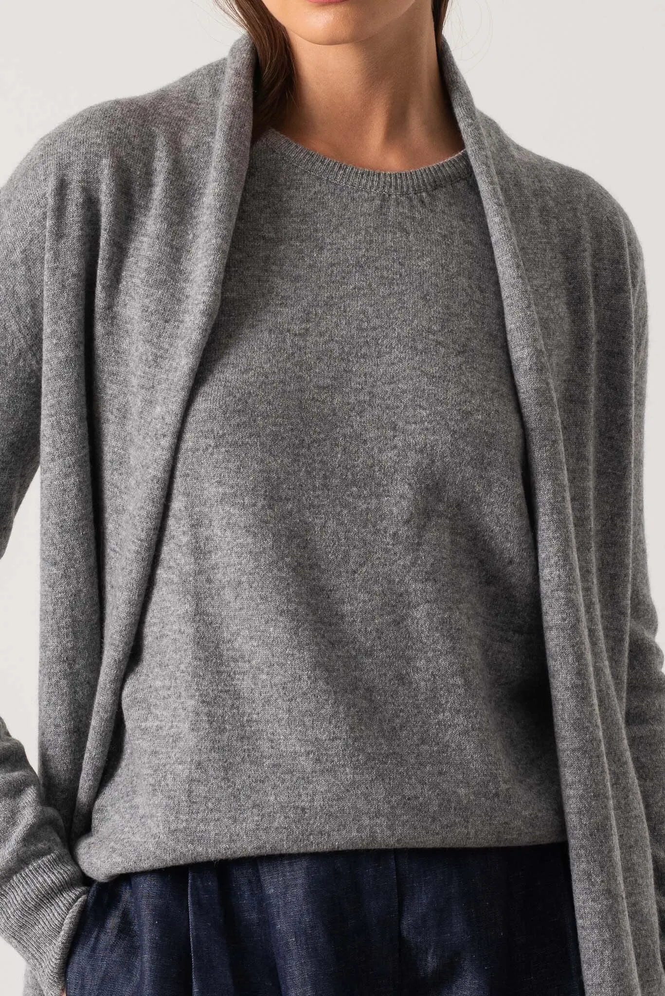 Aurea 100% Cashmere Cardigan Mélange Grey