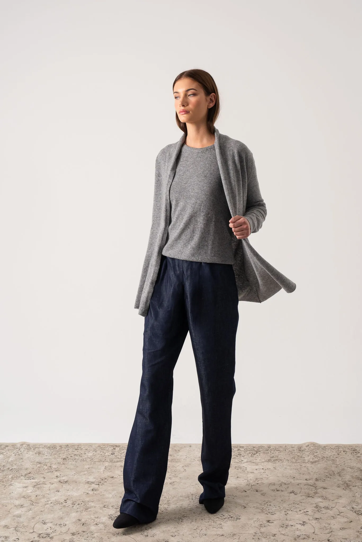 Aurea 100% Cashmere Cardigan Mélange Grey