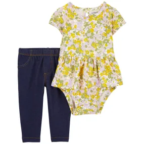 Baby Girls' 2-Piece Floral Peplum Bodysuit Pant Set 1Q935110