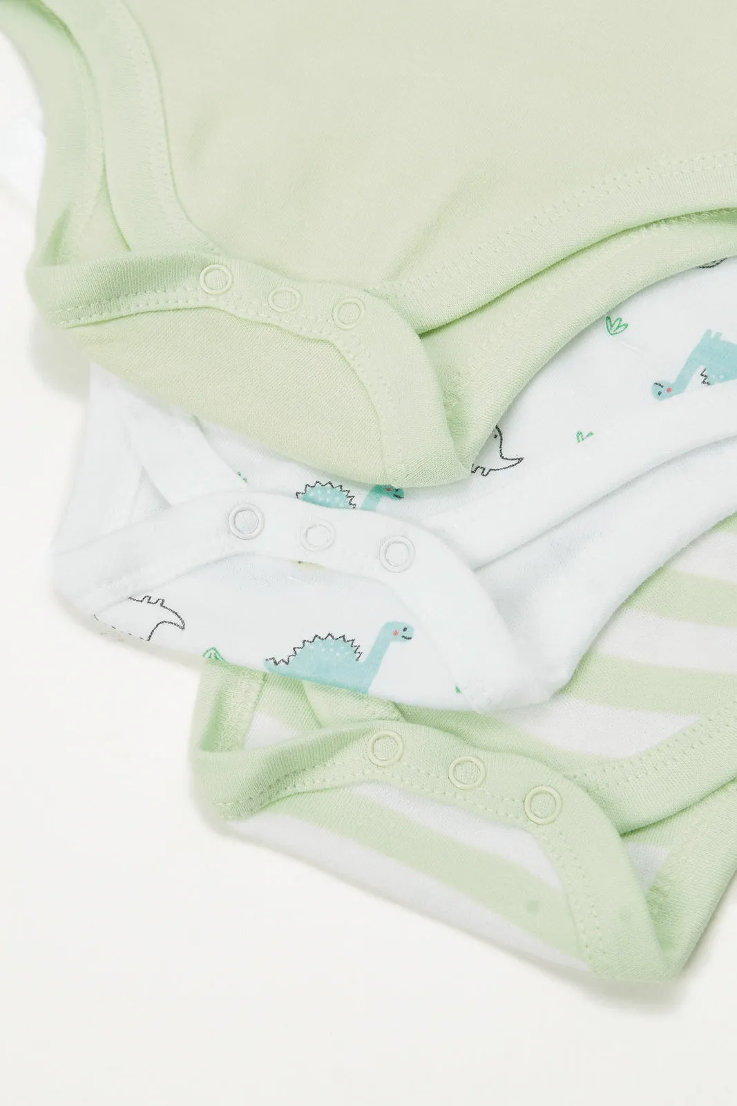 Baby Mint And White Printed Bodysuit Set (Pack Of 3)