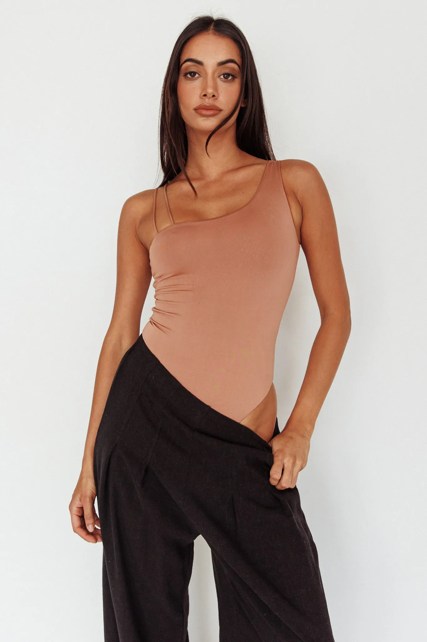 Bare Double Strap Bodysuit Mocha Mousse