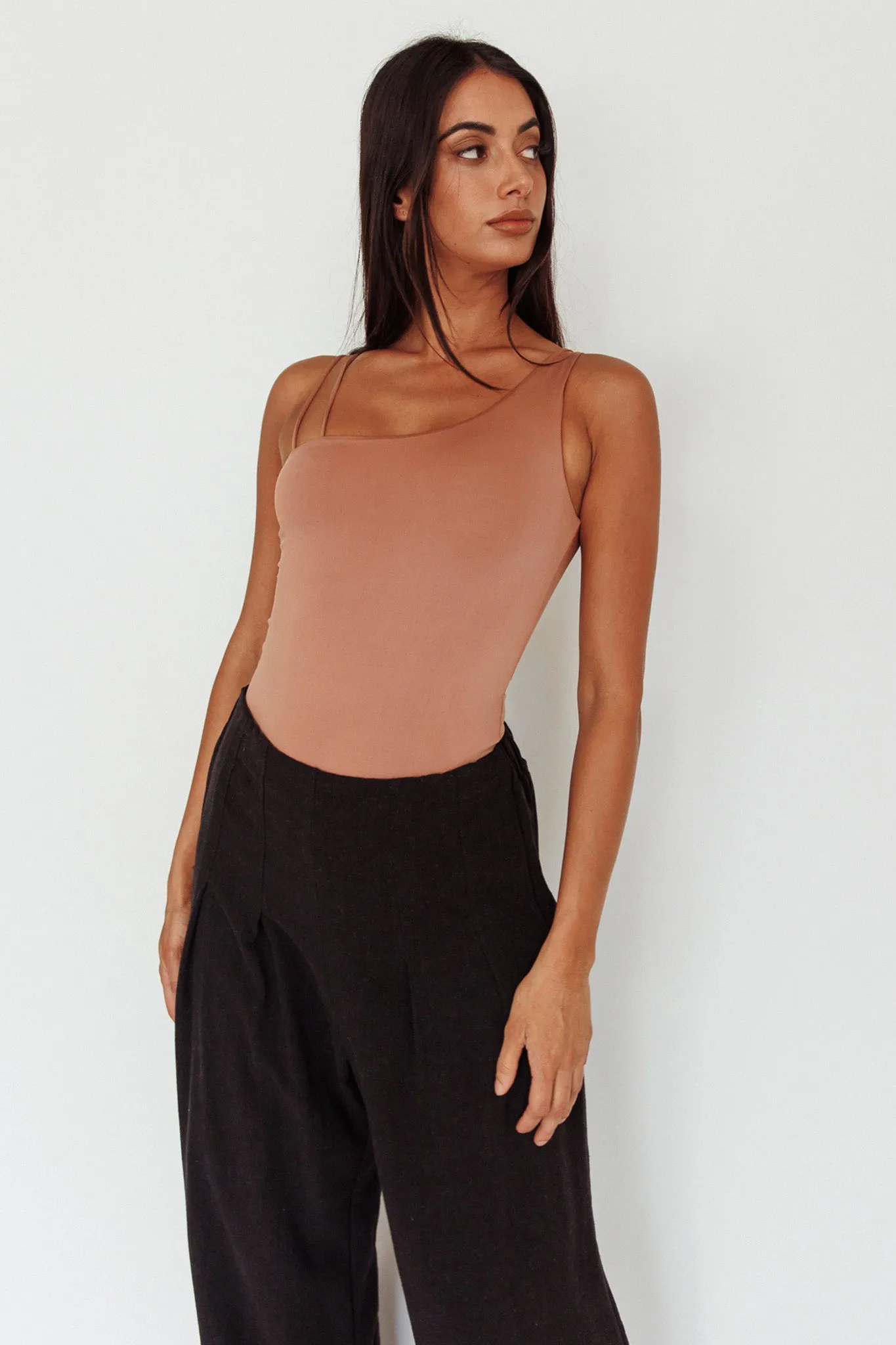 Bare Double Strap Bodysuit Mocha Mousse