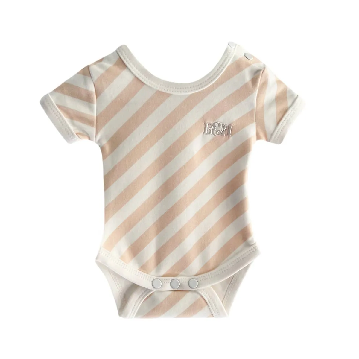 Bencer & Hazelnut Short Sleeve Bodysuit - Peach Stripe - 00000