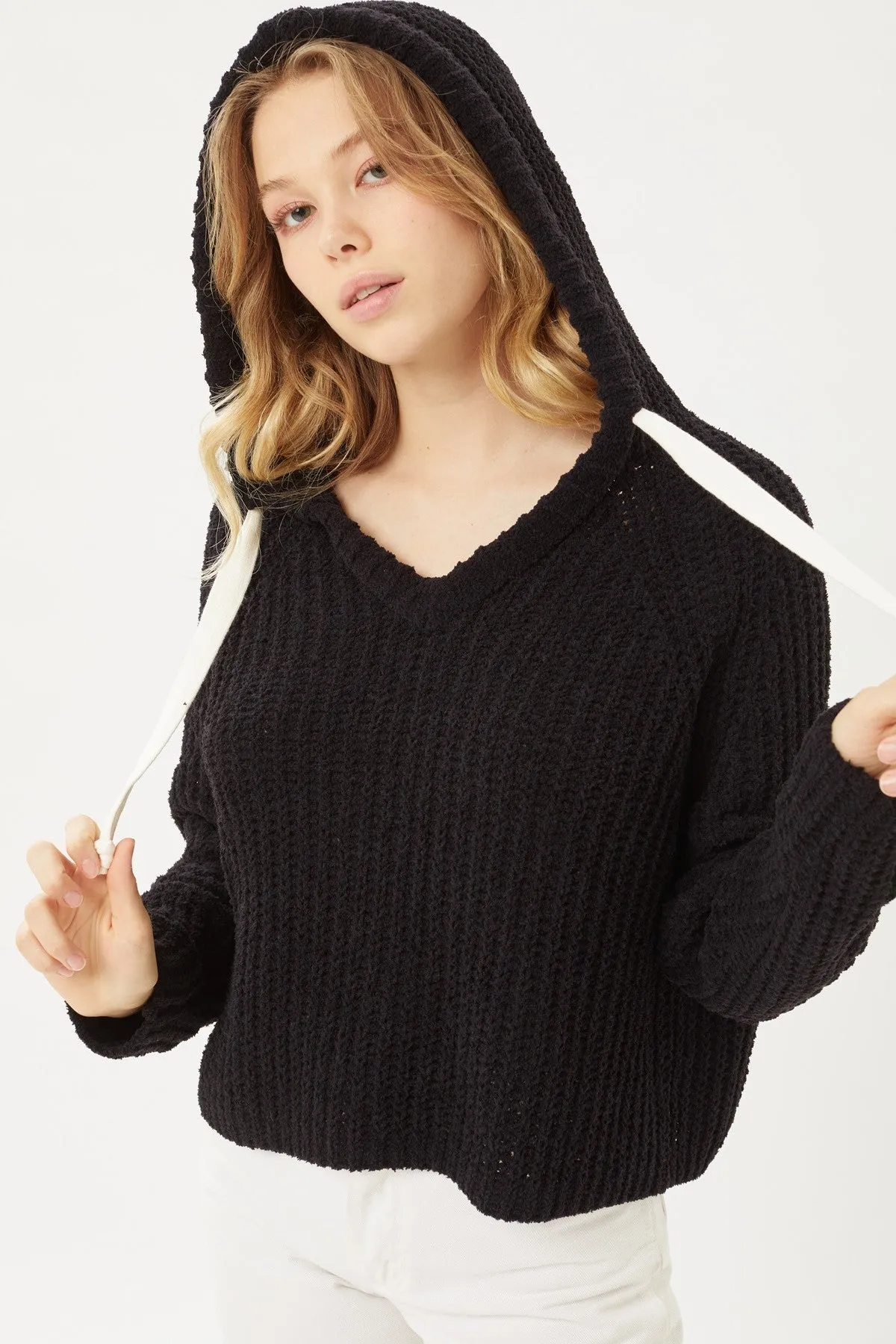 Black Casual Long Sleeve Pullover Hoodie Sweater Top_