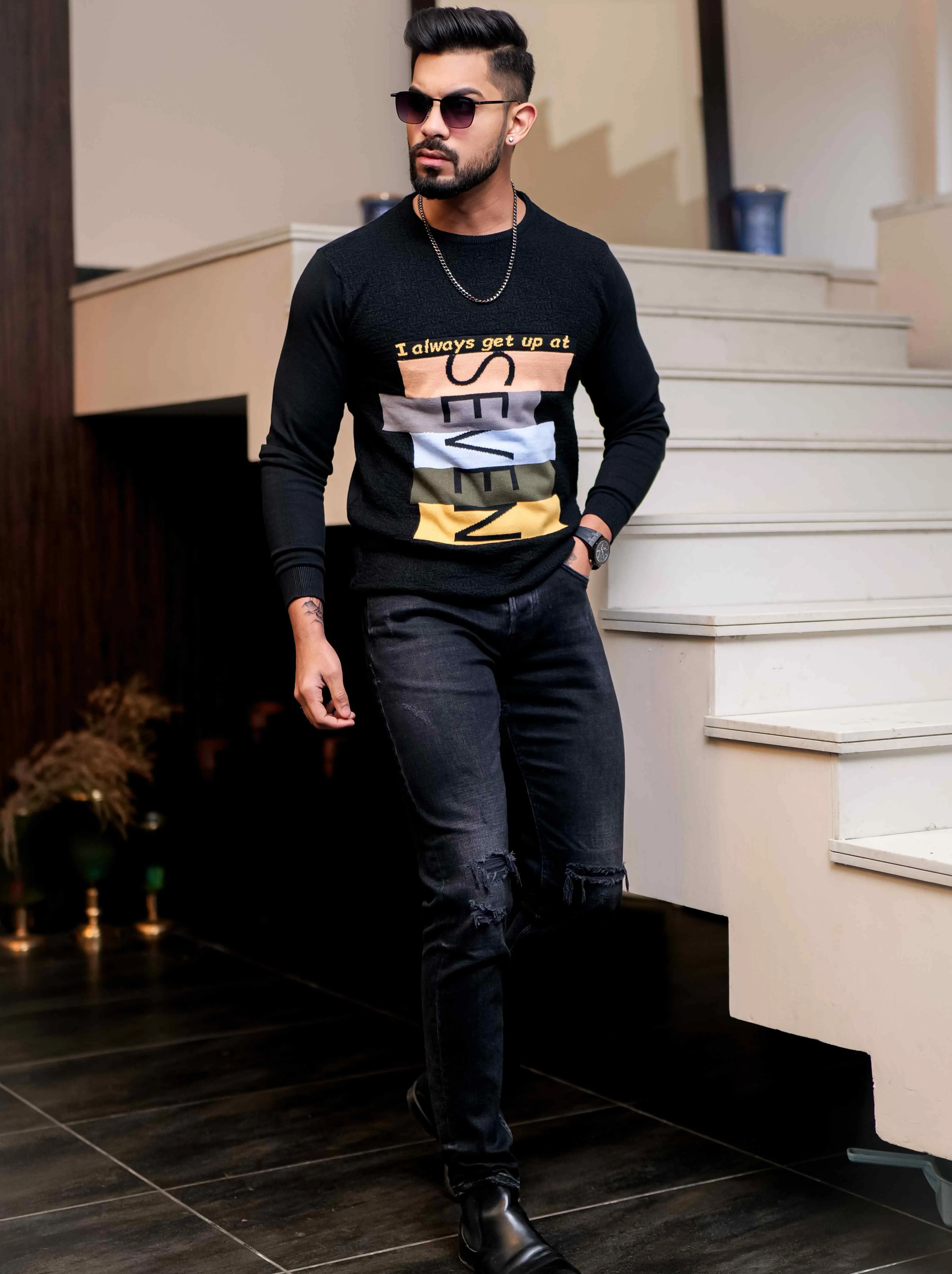 Black Cotton Full Sleeve Premium T Shirt