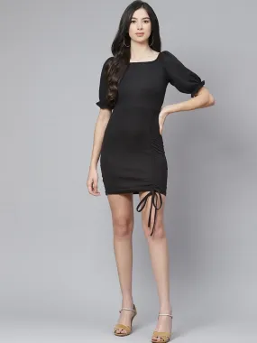 Black Short Sleeves Bodycon Dress