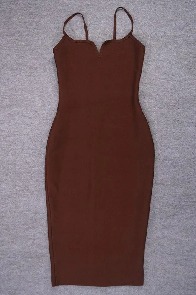 Blanche Bandage Midi Dress - Tan Brown