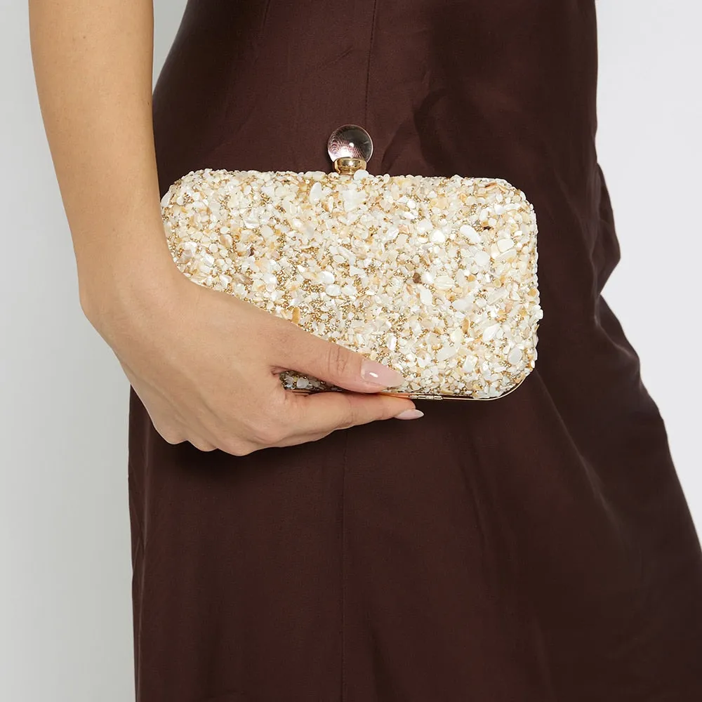 Bliss Handbag in Ivory Crystal