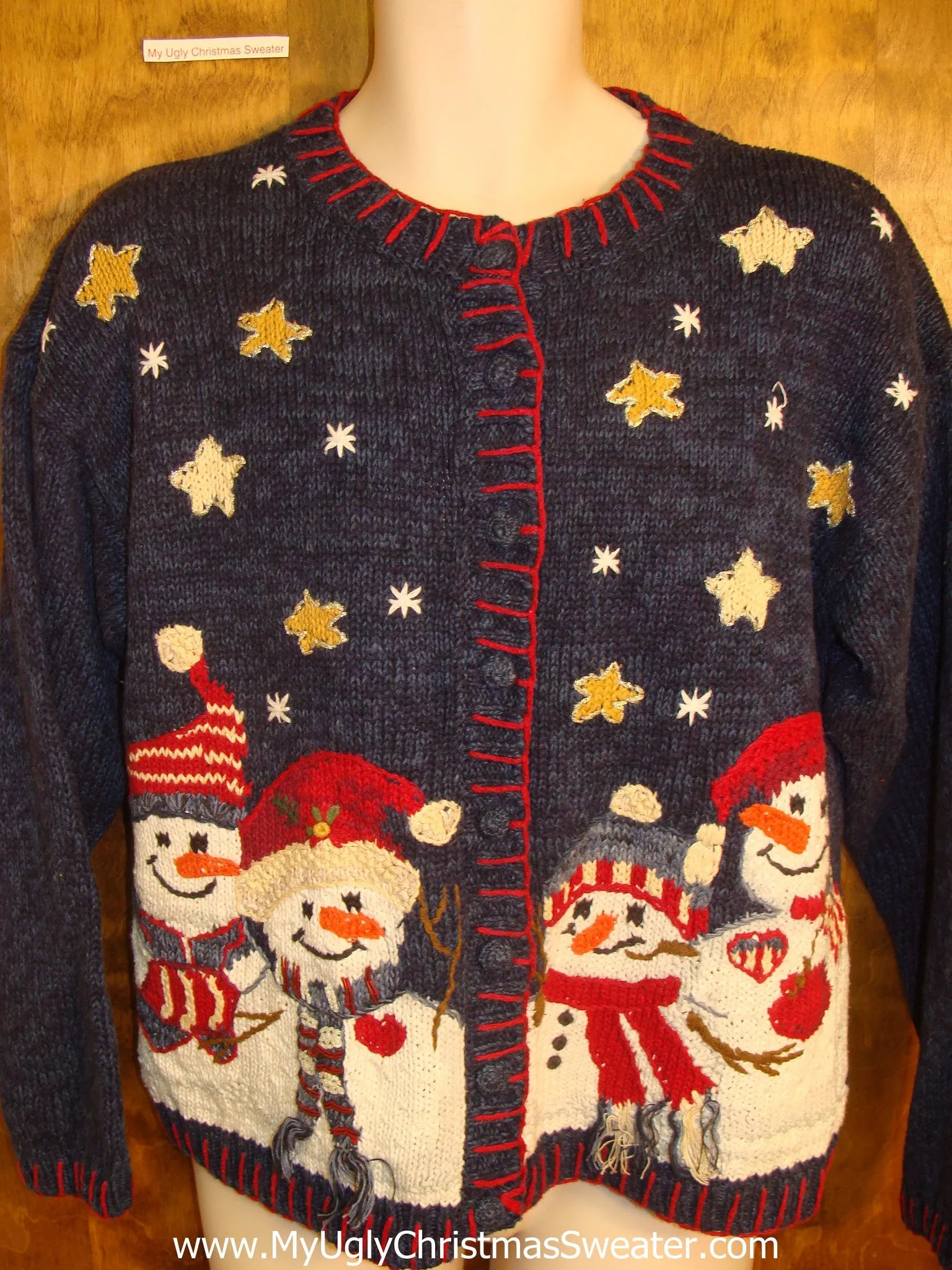 Carrot Nosed Snowmen Tacky Christmas Sweater