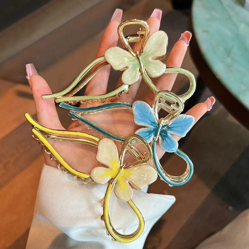 Chic Trendy Colorful Butterfly Chignon Claw Clip Hair Clip