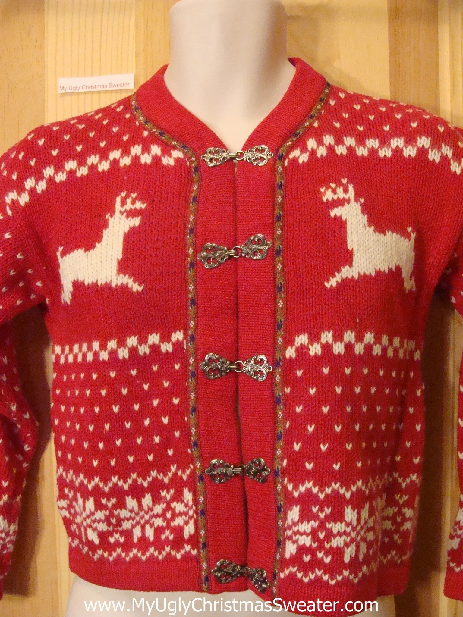 Child Red Ugly Christmas Sweater with Reindeer