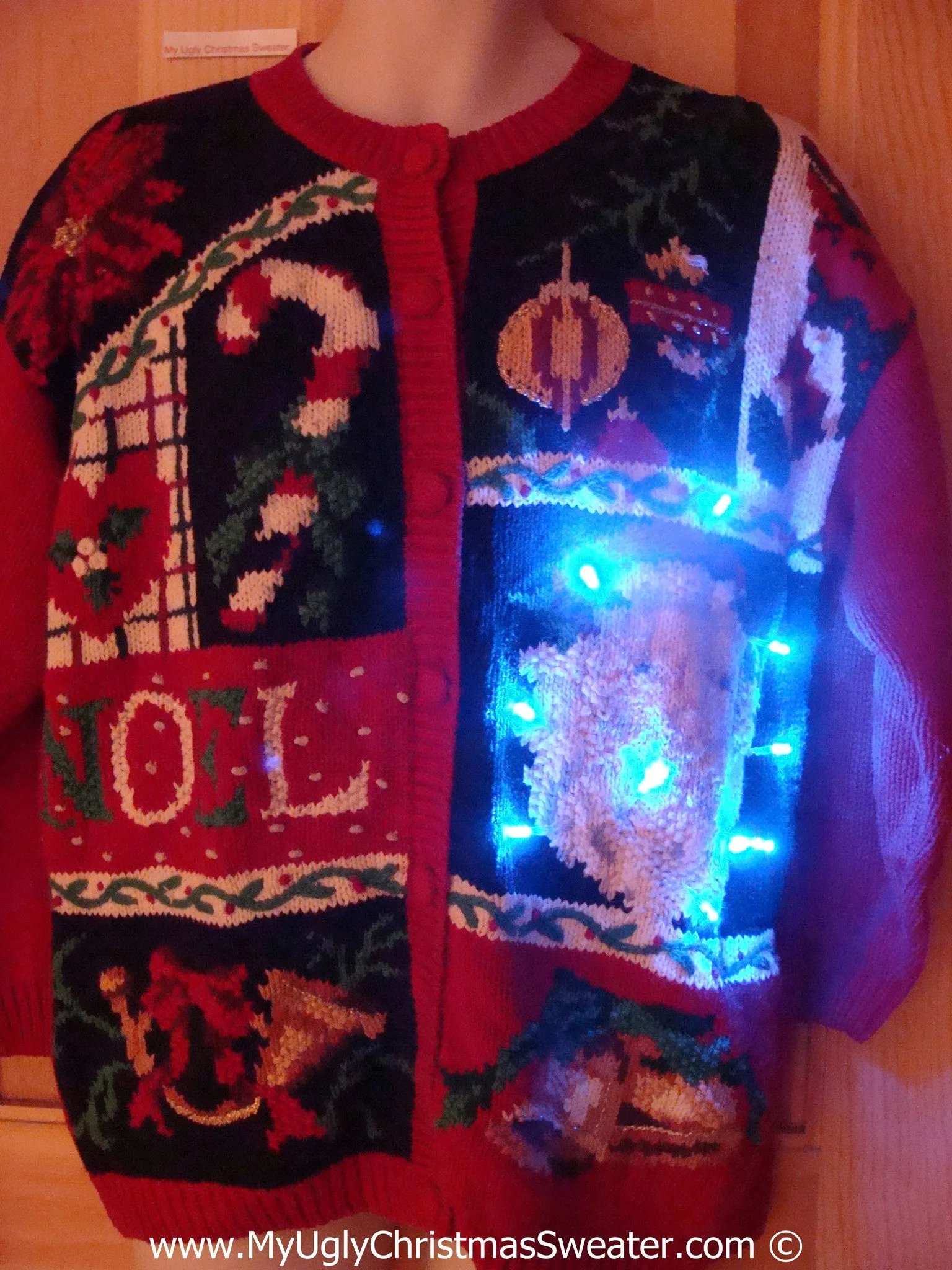 Christmas Sweater with Lights Santa NOEL  (g203)