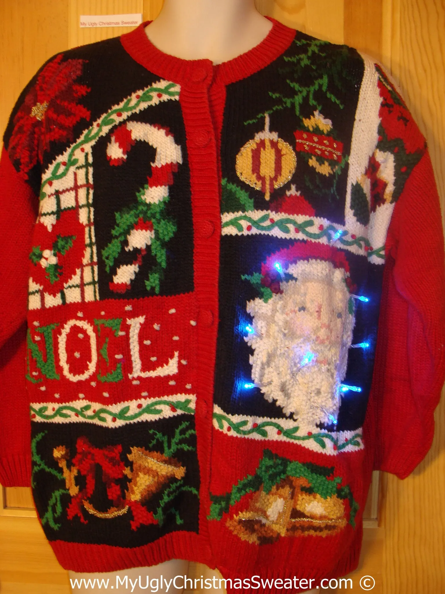 Christmas Sweater with Lights Santa NOEL  (g203)