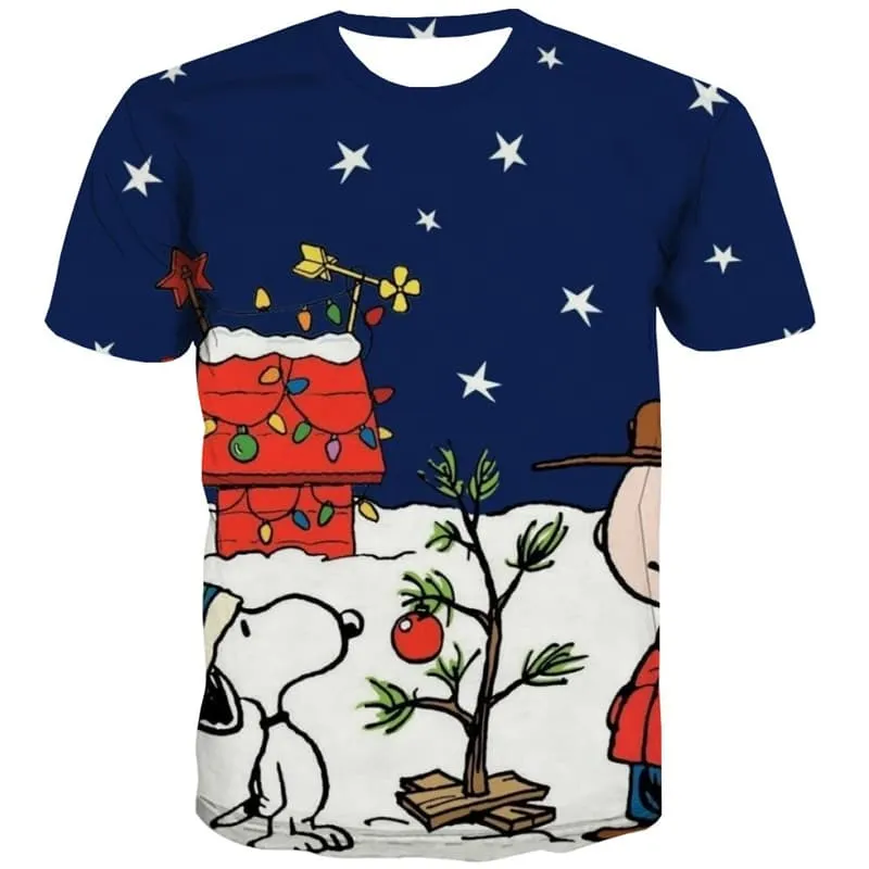 Christmas T shirts Men Star Tshirts Casual Snow Tshirt Printed Animal Shirt Print