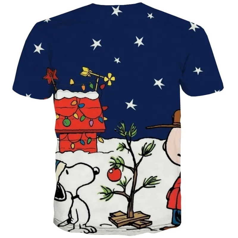 Christmas T shirts Men Star Tshirts Casual Snow Tshirt Printed Animal Shirt Print