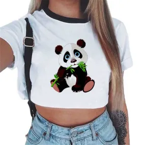 Cute style Panda Crop Top