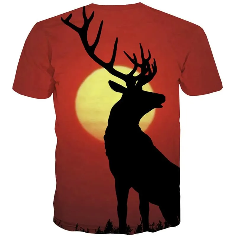 Deer T-shirt Men Animal Tshirts Novelty Moon T-shirts 3d Harajuku Tshirts Cool