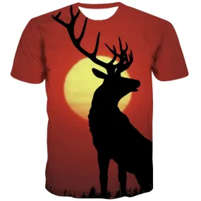 Deer T-shirt Men Animal Tshirts Novelty Moon T-shirts 3d Harajuku Tshirts Cool