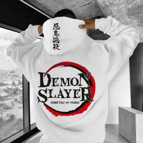 Demon Slayers Anime Graphic Printed Pullover Oversized Hoodie For Mens - Anime Lovers