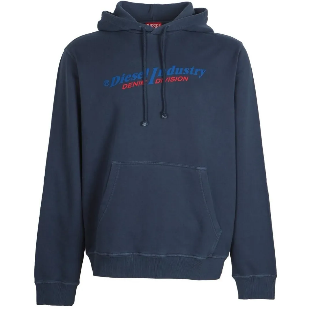 Diesel Industry Denim Division Logo Navy Blue Hoodie