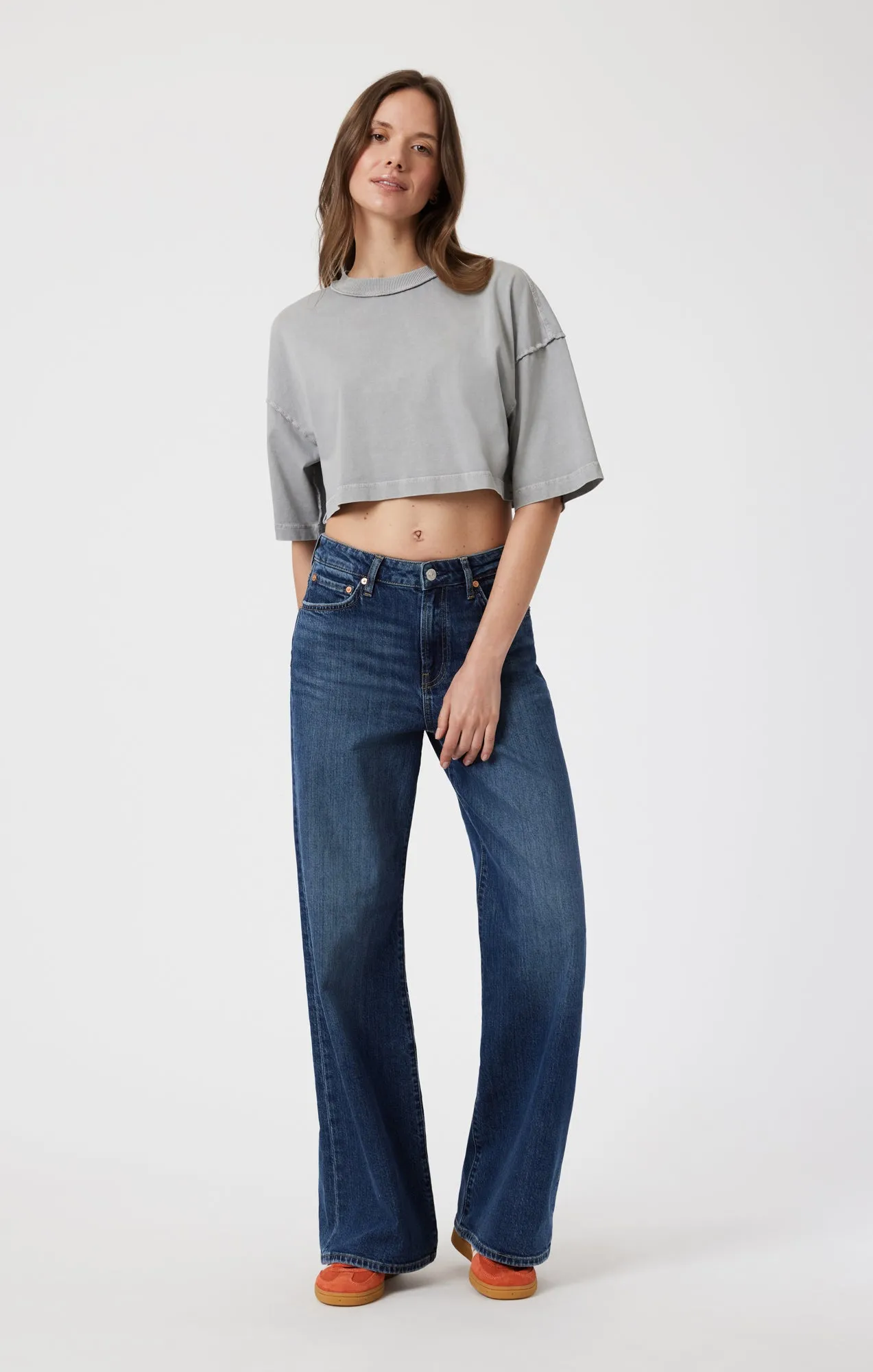 DROP SHOULDER CROPPED T-SHIRT IN MONUMENT