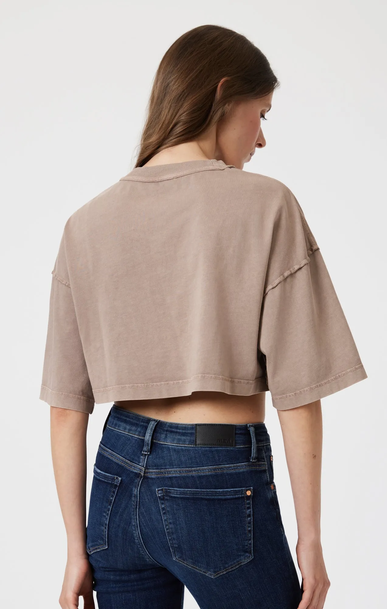 DROP SHOULDER CROPPED T-SHIRT IN MOON ROCK