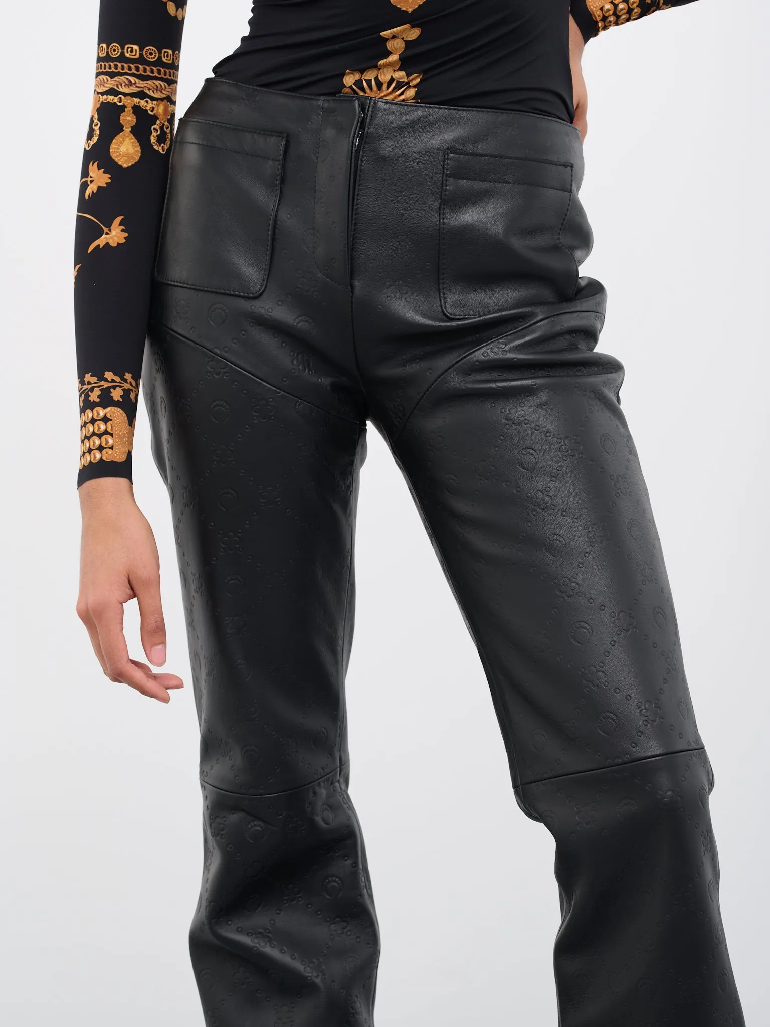 Embossed Leather Trousers (P142WU-LEALE0001-BLACK)