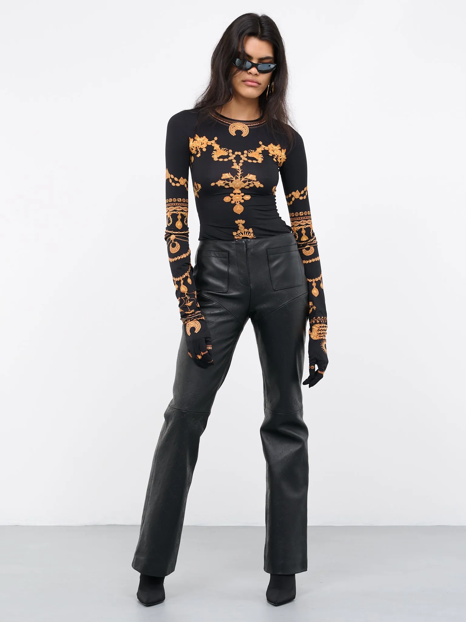 Embossed Leather Trousers (P142WU-LEALE0001-BLACK)