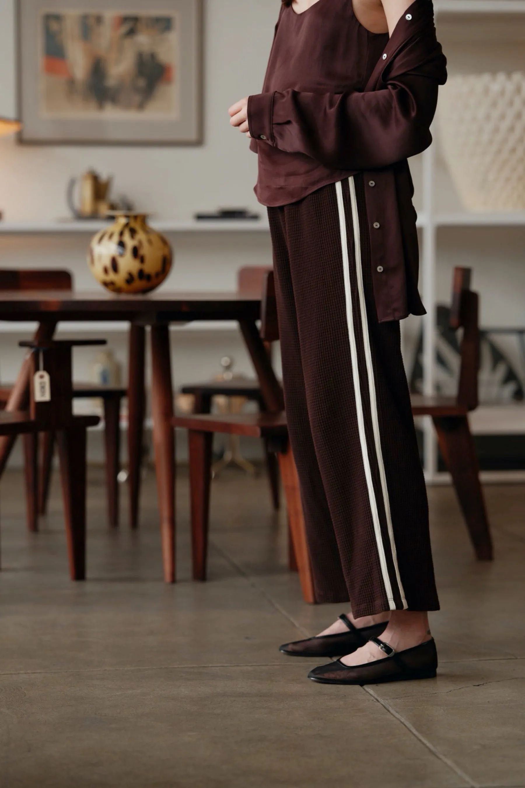 Espresso Thermal Crop Stripe Pant