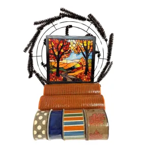 Fall Stained Glass Trees Mesh Wreath Kit