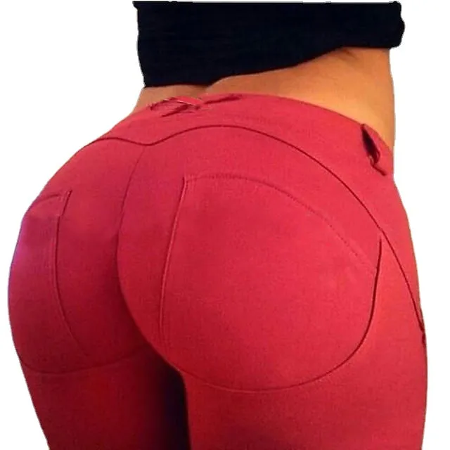 Fashionable Women's High-Waist Elasticity Cotton Blend Sexy Pants