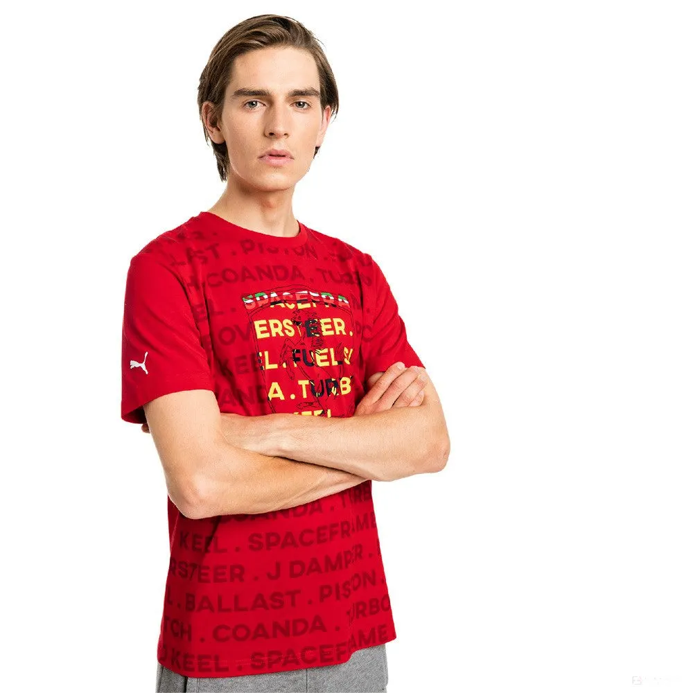 Ferrari T-shirt, Puma Big Shield Round Neck, Red, 2019