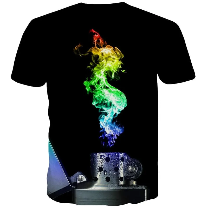 Flame T shirts Men Colorful Tshirts Cool Black Tshirts Novelty Harajuku T-shirts 3d