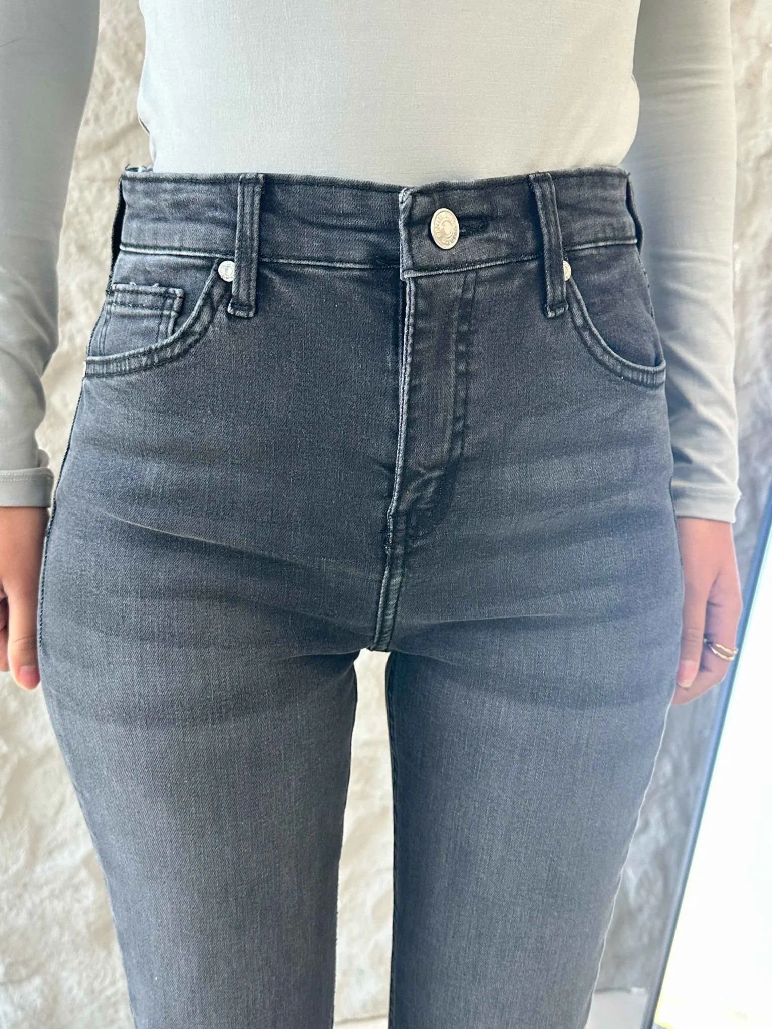 Flared - Faded Grey Wash Jeans.