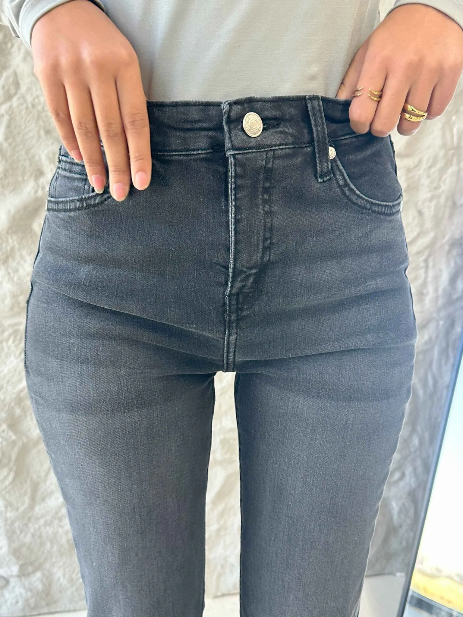 Flared - Faded Grey Wash Jeans.