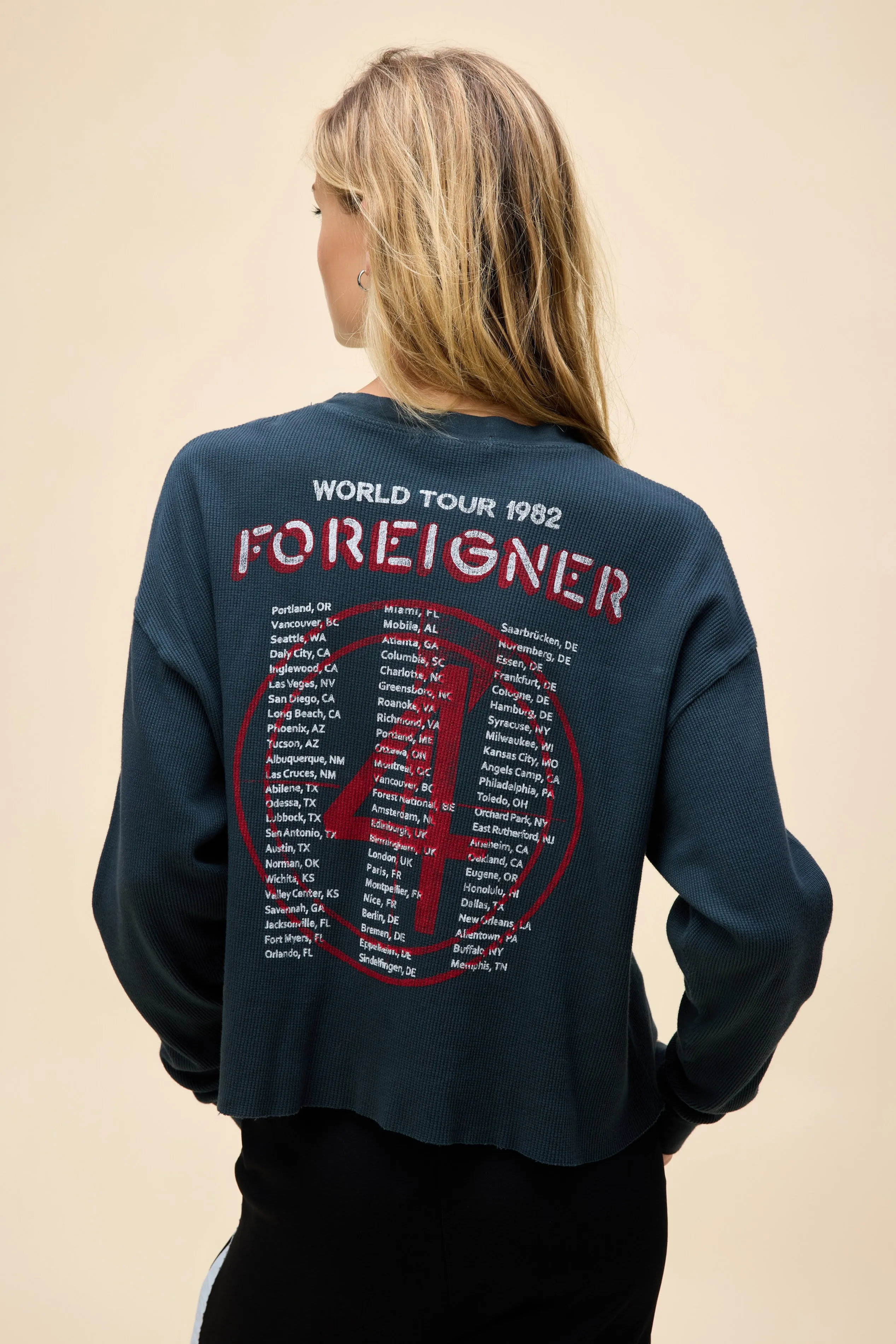 Foreigner World Tour 1982 Crop Thermal Long Sleeve